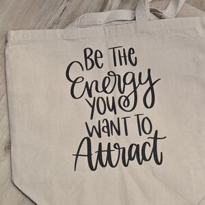 Canvas Tote Bag with Inspirational Quote. Be Kind. Back has two pockets.